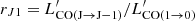 $ r_{J1}= L^\prime_{\mathrm{CO(J\rightarrow J-1)}}/L^\prime_{\mathrm{CO(1\rightarrow0)}} $