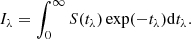 $$ \begin{aligned} I_\lambda = \int _0^{\infty } S (t_\lambda ) \exp (-t_\lambda ) \mathrm{d} t_\lambda . \end{aligned} $$
