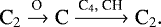 \begin{equation*}\textrm{C}_{2} \xrightarrow{\textrm{O}} \textrm{C} \xrightarrow{\textrm{C}_{4},\;\textrm{CH}} \textrm{C}_{2}. \end{equation*}