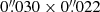 $ 0{{\overset{\prime\prime}{.}}}030 \times 0{{\overset{\prime\prime}{.}}}022 $