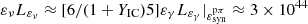 $ \varepsilon_{\nu} L_{\varepsilon_{\nu}} \approx [6 /(1+Y_{\mathrm{IC}})5]\varepsilon_{\gamma} L_{\varepsilon_{\gamma}}|_{\varepsilon^{\mathrm{p\pi}}_{\mathrm{syn}}} \approx 3 \times 10^{44} $