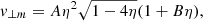 $$ \begin{aligned}&{v}_{\perp m}= A\eta ^2\sqrt{1-4\eta }(1+B\eta ), \end{aligned} $$