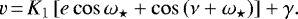 \begin{equation*} v\,{=}\,K_1\left[e\cos\omega_{\star}&#x002B; \cos\left(\nu &#x002B; \omega_{\star}\right)\right] &#x002B; \gamma. \end{equation*}