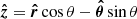 $ \boldsymbol{\hat{z}} = \boldsymbol{\hat{r}}\cos{\theta} - \boldsymbol{\hat{\theta}} \sin{\theta} $