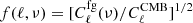 $ f(\ell,\nu) = [C_{\ell}^{\mathrm{fg}}(\nu)/C_{\ell}^{\mathrm{CMB}}]^{1/2} $