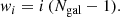 $$ \begin{aligned} w_i = i\,({N_{\rm gal}}-1). \end{aligned} $$