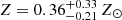 $ Z = 0.36^{+0.33}_{-0.21}\,Z_\odot $