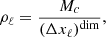 $$ \begin{aligned} \rho _{\ell } = \frac{M_c}{(\Delta x_{\ell })^\mathrm{dim}}, \end{aligned} $$