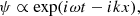 $$ \begin{aligned} \psi \propto \exp (i\omega t - ikx), \end{aligned} $$