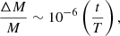 $$ \begin{aligned} \frac{\Delta M}{M} \sim 10^{-6}\left(\frac{t}{T} \right), \end{aligned} $$