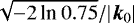 $\sqrt{-2\,\textrm{ln}\ 0.75}/{|} \bm{k}_0|$