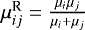 $\mu_{ij}^{\textrm{R}} = \frac{\mu_i \mu_j}{\mu_i&#x002B;\mu_j}$