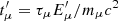 $ t^\prime_\mu = \tau_\mu E^\prime_{\mu} / m_\mu c^2 $