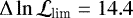$\Delta \ln \mathcal{L}_{\textrm{lim}} = 14.4$