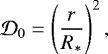 \begin{equation*} \mathcal{D}_0=\left(\frac{r}{R_*}\right)^2, \end{equation*}