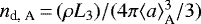 $n_{\textrm{d, A}}\,{=}\,(\rho L_3)/(4\pi \langle a\rangle_{\textrm{A}}^3/3)$