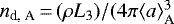 $n_{\textrm{d, A}}\,{=}\,(\rho L_3)/(4\pi \langle a\rangle_{\textrm{A}}^3$