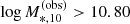 $ \log{M_{*,10}^{\mathrm{(obs)}}} > 10.80 $