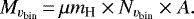 \begin{equation*} M_{v_{\textrm{bin}}}\,{=}\, \mu m_{\textrm{H}} \times N_{v_{\textrm{bin}}}\times A.\end{equation*}
