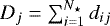 $D_j = \sum_{i=1}^{N_{\star}} d_{ij}$