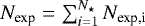$N_{\text{exp}} = \sum_{i=1}^{N_{\star}} N_{\text{exp,i}}$