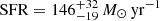 $ \mathrm{SFR}= 146^{+32}_{-19}\,M_{\odot}\,\mathrm{yr^{-1} } $