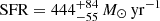 $ \mathrm{SFR}= 444^{+84}_{-55}\,M_{\odot}\,\mathrm{yr^{-1} } $