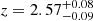 $ {z = 2.57^{+0.08}_{-0.09}} $