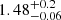 $ \mathrm{1.48^{+0.2}_{-0.06}} $