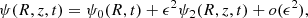 $$ \begin{aligned} \psi (R,z,t)=\psi _0(R,t)+\epsilon ^2\psi _2(R,z,t)+o(\epsilon ^2), \end{aligned} $$