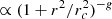 $ \propto ( 1+r^2 / r_c^2 )^{-g} $