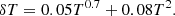 $$ \begin{aligned} \delta T = 0.05 T^{0.7} + 0.08 T^2. \end{aligned} $$