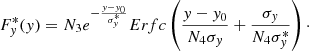 $$ \begin{aligned} F^{*}_{y} (y) = N_{3} e^{-\frac{y-y_{0}}{\sigma ^{*}_{y}}} Erfc\left( \frac{y-y_{0}}{N_{4}\sigma _{y}} + \frac{\sigma _{y}}{N_{4}\sigma ^{*}_{y}} \right)\cdot \end{aligned} $$