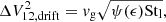 $$ \begin{aligned} \Delta V_{\rm 12, drift}^2 = v_{\rm g}\sqrt{\psi (\epsilon ) \mathrm{St}_{\rm l}}, \end{aligned} $$