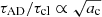 $ \tau_{\mathrm{AD}}/\tau_{\mathrm{cl}} \propto \sqrt{a_{\mathrm{c}}} $
