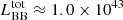 $ L^{\mathrm{tot}}_{\mathrm{BB}} \approx 1.0\times10^{43} $