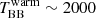 $ T^{\mathrm{warm}}_{\mathrm{BB}} \sim 2000 $