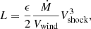 $$ \begin{aligned} L = \frac{\epsilon }{2}\frac{\dot{M}}{V_\mathrm{wind} }V_\mathrm{shock} ^3, \end{aligned} $$
