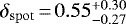 $\delta_{\rm{spot}}\,{=}\,0.55^{&#x002B;0.30}_{-0.27}$