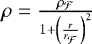 $\rho = \frac{\rho_{\mathcal{F}}}{1&#x002B;\left(\frac{r}{r_{\mathcal{F}}}\right)^2}$