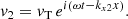 $$ \begin{aligned} v_2=v_{\rm T}\, e^{i\left(\omega t- k_{x2} x\right)}. \end{aligned} $$
