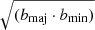 $ \sqrt{(b_{\mathrm{maj}}\cdot b_{\mathrm{min}})} $