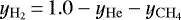 $y_{\mathrm{H}_2}\,{=}\,1.0 - y_{\mathrm{He}} - y_{\mathrm{CH}_4}$