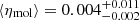 $ \langle \eta_{\mathrm{mol}} \rangle = 0.004_{-0.002}^{+0.011} $