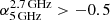 $ \alpha^{\mathrm{2.7\,GHz}}_{\mathrm{5\,GHz}} > -0.5 $