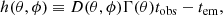 $$ \begin{aligned} h(\theta , \phi ) \equiv D(\theta , \phi )\Gamma (\theta )t_{\rm obs} - t_{\rm em}, \end{aligned} $$