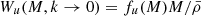 $ W_u(M,k\to0)=f_u(M)M/\bar\rho $