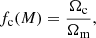 $$ \begin{aligned} f_{\rm c}(M)=\frac{\Omega _{\rm c}}{\Omega _{\rm m}}, \end{aligned} $$