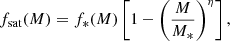 $$ \begin{aligned} f_{\rm sat}(M) = f_*(M)\left[1-\left(\frac{M}{M_*}\right)^\eta \right], \end{aligned} $$