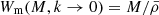 $ W_{\mathrm{m}}(M,k\to0)=M/\bar\rho $